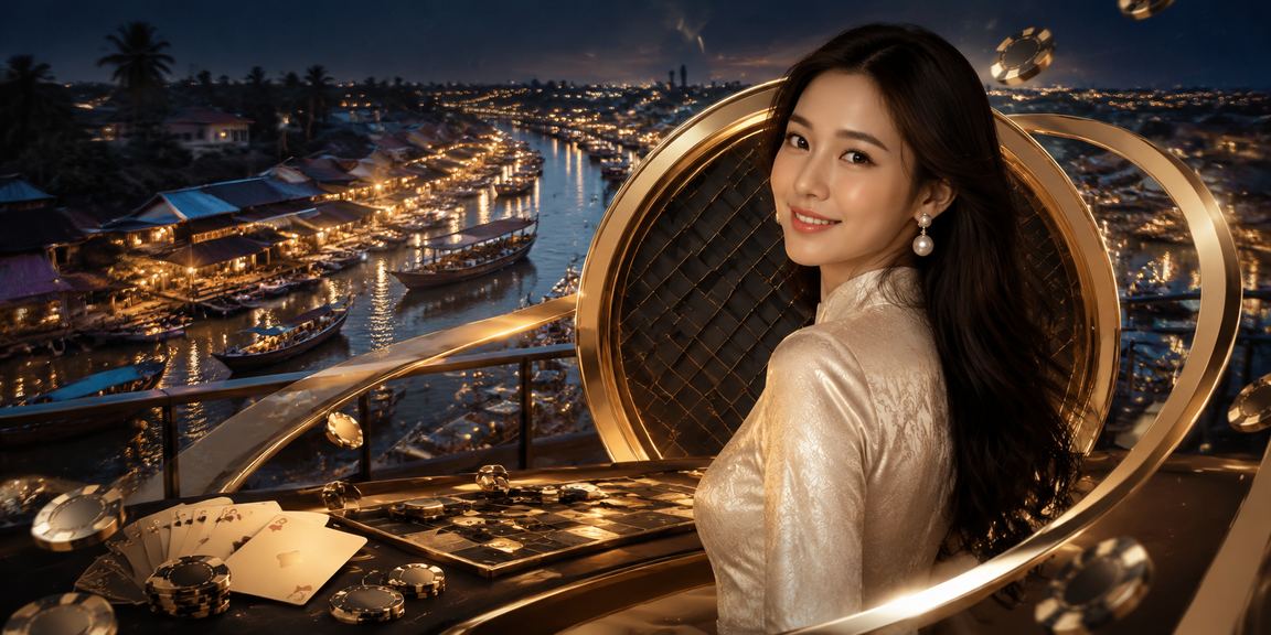 Người phụ nữ mặc áo dài tham gia trò chơi bài tại lễ hội vùng đồng bằng sông Cửu Long