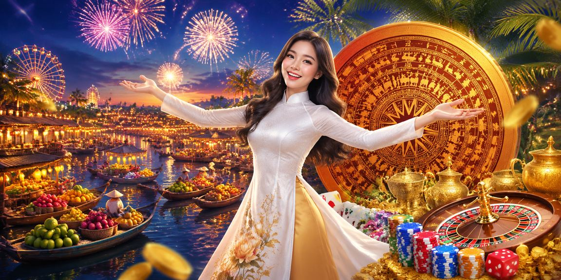 Lễ hội giải trí vùng đồng bằng sông Cửu Long với màn hình hiển thị thông tin cá cược trực tuyến