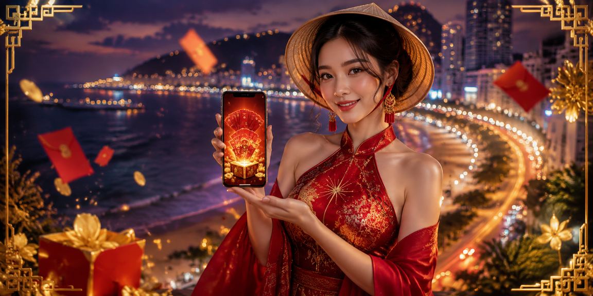 Bãi biển Vũng Tàu với phong bao đỏ và không khí lễ hội rực rỡ bên bờ biển